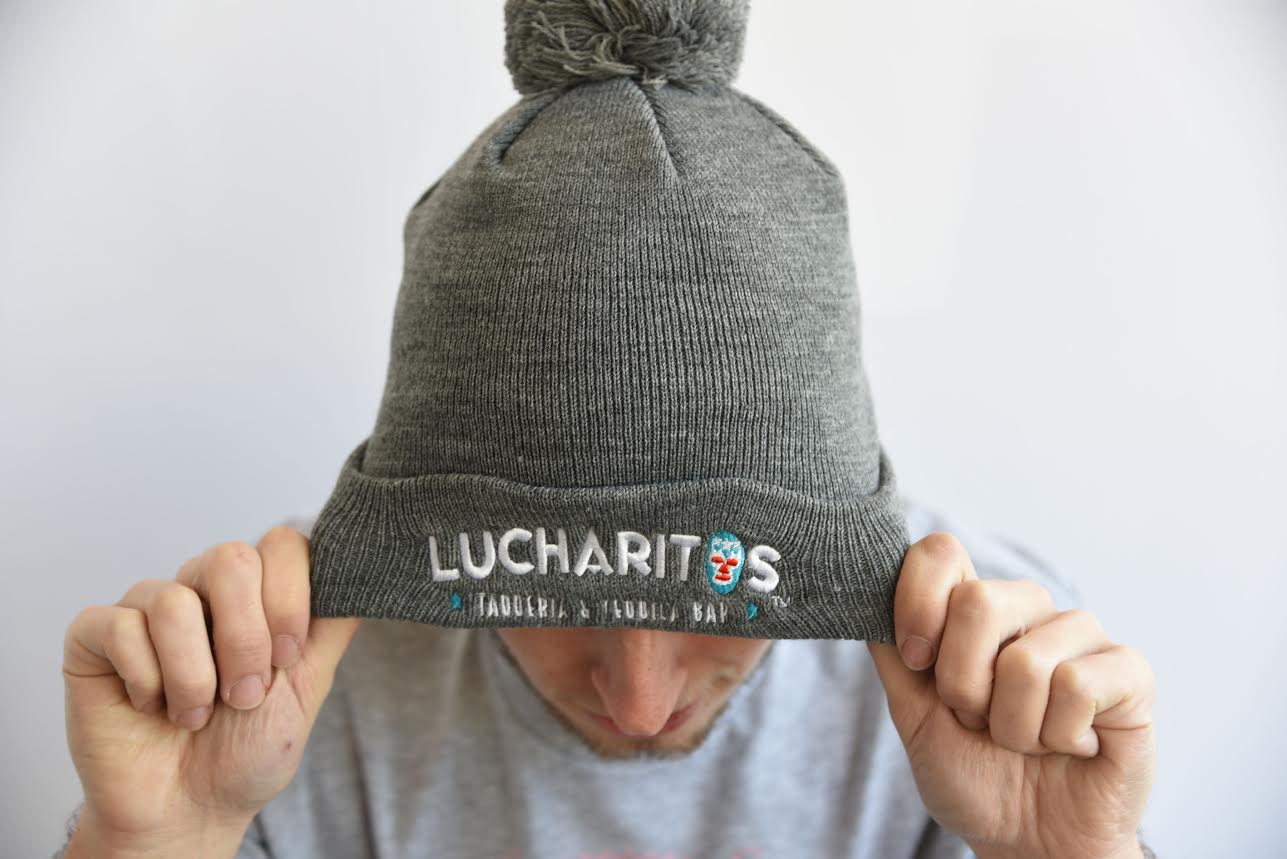 Dark Grey Lucharitos Pom-Pom Hat