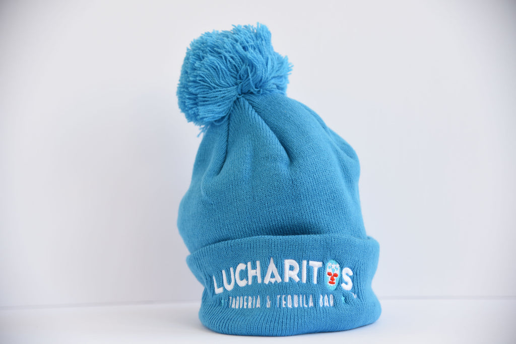 Tropical Blue Lucharitos Pom-Pom Hat