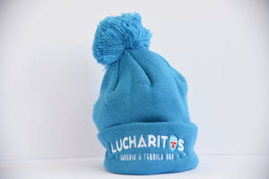 Tropical Blue Lucharitos Pom-Pom Hat